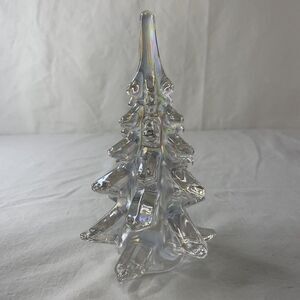 Vintage Handmade Clear Blown Glass Christmas Tree Decorative 6 1/8"‎ Excellent